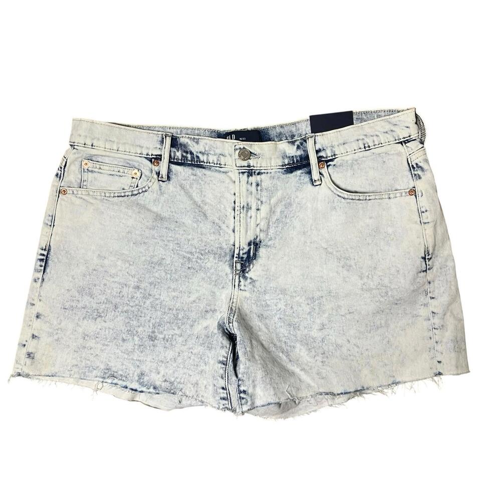 Gap Shorts Womens Denim Acid Wash 5” Raw Hem Retro Cut Off Grunge Light‎ Size 16